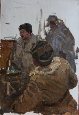 Жигимонт Петр Иванович (1914 – 2003) - картины художника. Дмитриевский В.К. за работой на Мамаевом кургане.