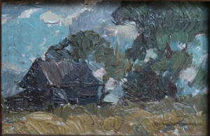 Судаков Павел Фёдорович (1914 – 2010) - картины художника. Дом на краю деревни.