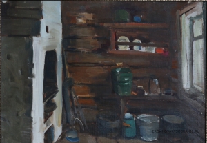 Евстигнеев Иван Васильевич (1899 – 1967) - картины художника. Деревенская кухня.