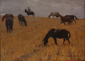 Попов Игорь Александрович (1927 – 1999) - картины художника. Лошади на стерне.