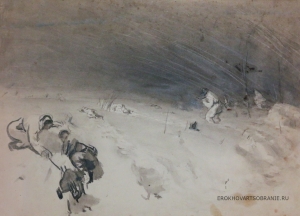 Евстигнеев Иван Васильевич (1899 – 1967) - картины художника. Ночной бой.