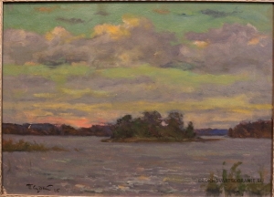 Судаков Павел Фёдорович (1914 – 2010) - картины художника. Поздний вечер на озере Язно.