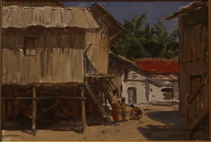 Пименов Валерий Васильевич (1920 —2008) - картины художника. Дворик в Пномпене.