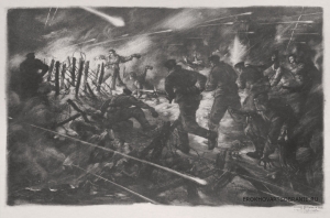 Кирпичев Павел Яковлевич (1904 – 1999) - картины художника. Ночной бой (Морская пехота в Керченско-Эльтигенской операции).