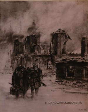 Жуков Николай Николаевич (1908 – 1973) - картины художника. Старица в огне. 1941.