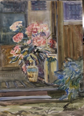 Миронова Марина Алексеевна (1913-2006).  - картины художника. Цветы на крыльце.