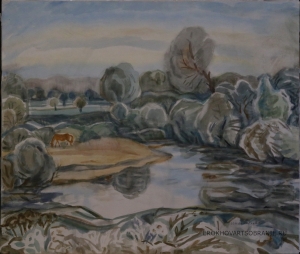 Миронова Марина Алексеевна (1913-2006).  - картины художника. Пейзаж с лошадкой.
