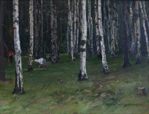 Евстигнеев Иван Васильевич (1899 – 1967) - картины художника. По грибы.