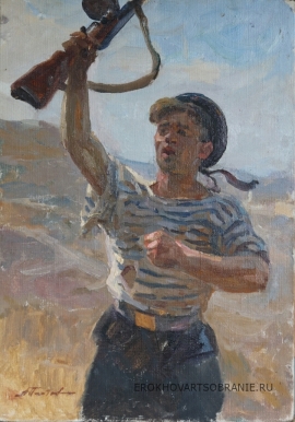 Плотнов Андрей Иванович (1916 – 1997) - картины художника. Этюд к картине Защита (защитники) Севастополя.