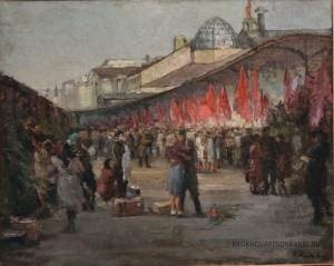 Жарков Борис Степанович (1900  - 1978) - картины художника. Встреча демобилизованных в Москве.