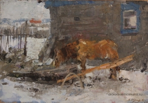 Штраних Владимир Фёдорович (1888 – 1981) - картины художника. Деревенское подворье.