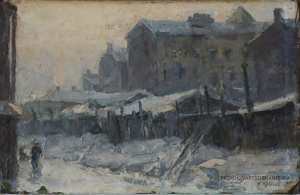 Крылов Порфирий Никитич (1902 — 1990) - картины художника. Зимний городской пейзаж.